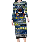 Personalized Cowboys Rugby Xmas Long Sleeve Bodycon Dress Australia NRL Mascot