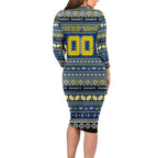 Personalized Cowboys Rugby Xmas Long Sleeve Bodycon Dress Australia NRL Mascot