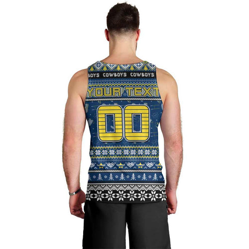 Personalized Cowboys Rugby Xmas Men Tank Top Australia NRL Mascot
