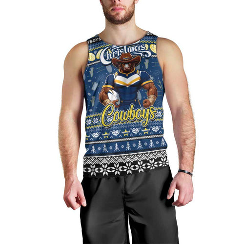 Personalized Cowboys Rugby Xmas Men Tank Top Australia NRL Mascot