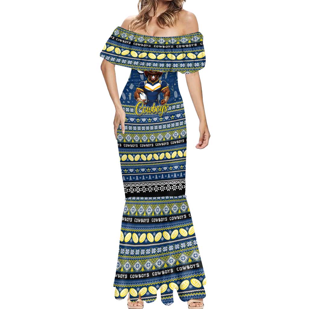Personalized Cowboys Rugby Xmas Mermaid Dress Australia NRL Mascot
