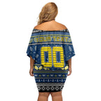 Personalized Cowboys Rugby Xmas Off Shoulder Short Dress Australia NRL Mascot