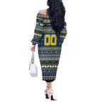 Personalized Cowboys Rugby Xmas Off The Shoulder Long Sleeve Dress Australia NRL Mascot