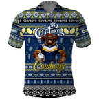 Personalized Cowboys Rugby Xmas Polo Shirt Australia NRL Mascot
