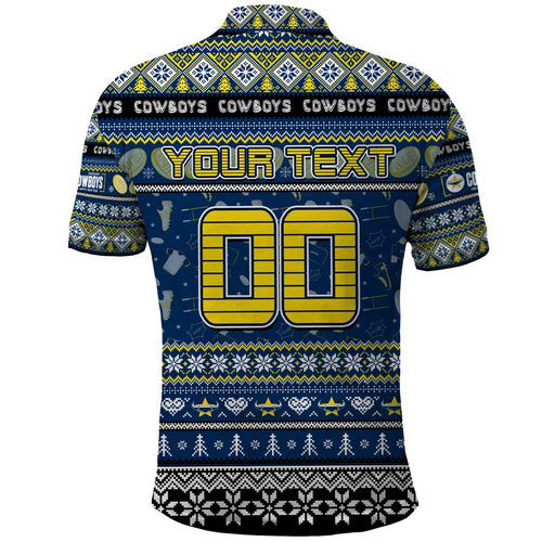 Personalized Cowboys Rugby Xmas Polo Shirt Australia NRL Mascot
