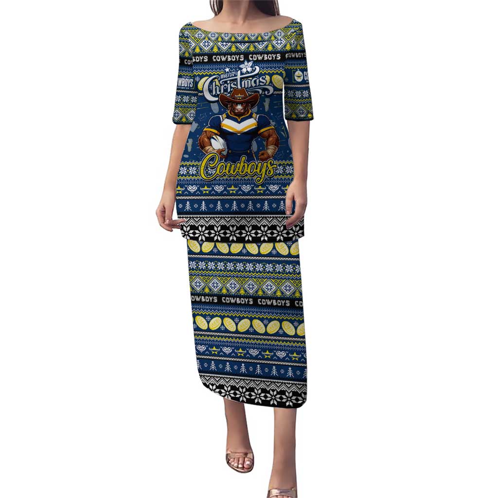 Personalized Cowboys Rugby Xmas Puletasi Australia NRL Mascot