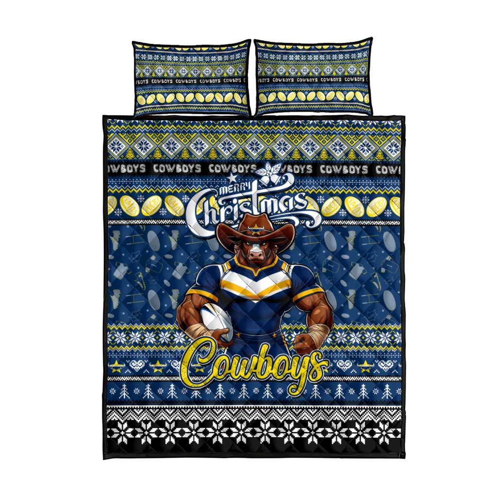 Cowboys Rugby Xmas Quilt Bed Set Australia NRL Mascot