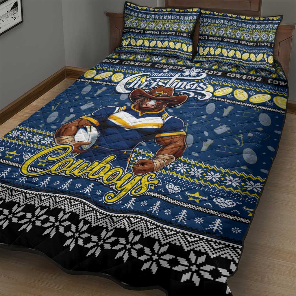 Cowboys Rugby Xmas Quilt Bed Set Australia NRL Mascot