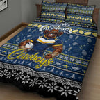 Cowboys Rugby Xmas Quilt Bed Set Australia NRL Mascot