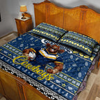 Cowboys Rugby Xmas Quilt Bed Set Australia NRL Mascot
