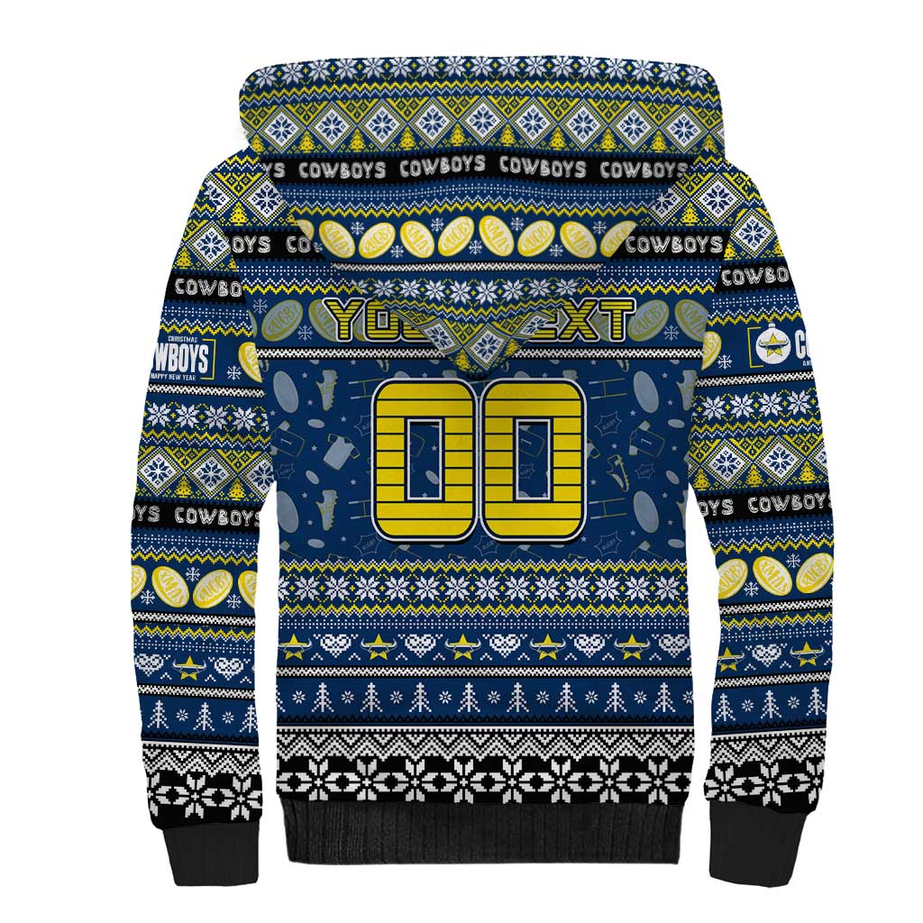 Personalized Cowboys Rugby Xmas Sherpa Hoodie Australia NRL Mascot