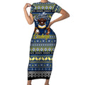 Personalized Cowboys Rugby Xmas Short Sleeve Bodycon Dress Australia NRL Mascot