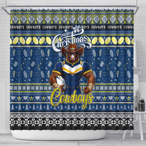 Cowboys Rugby Xmas Shower Curtain Australia NRL Mascot