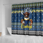 Cowboys Rugby Xmas Shower Curtain Australia NRL Mascot