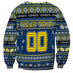 Personalized Cowboys Rugby Xmas Sweatshirt Australia NRL Mascot