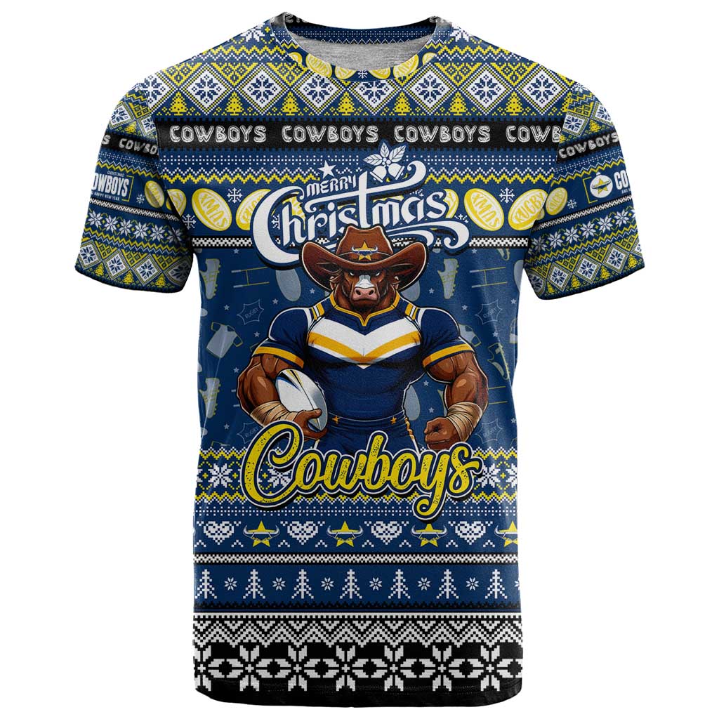 Personalized Cowboys Rugby Xmas T Shirt Australia NRL Mascot