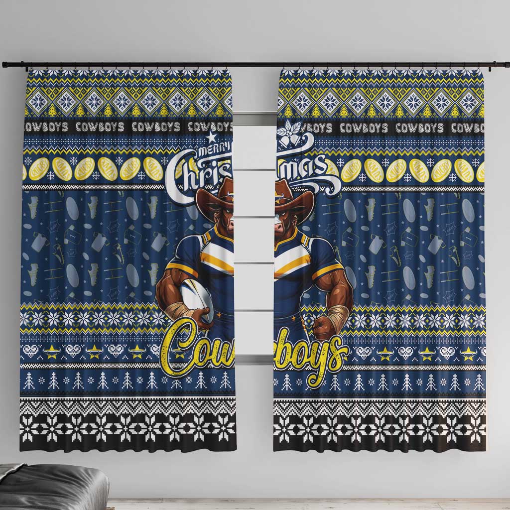 Cowboys Rugby Xmas Window Curtain Australia NRL Mascot