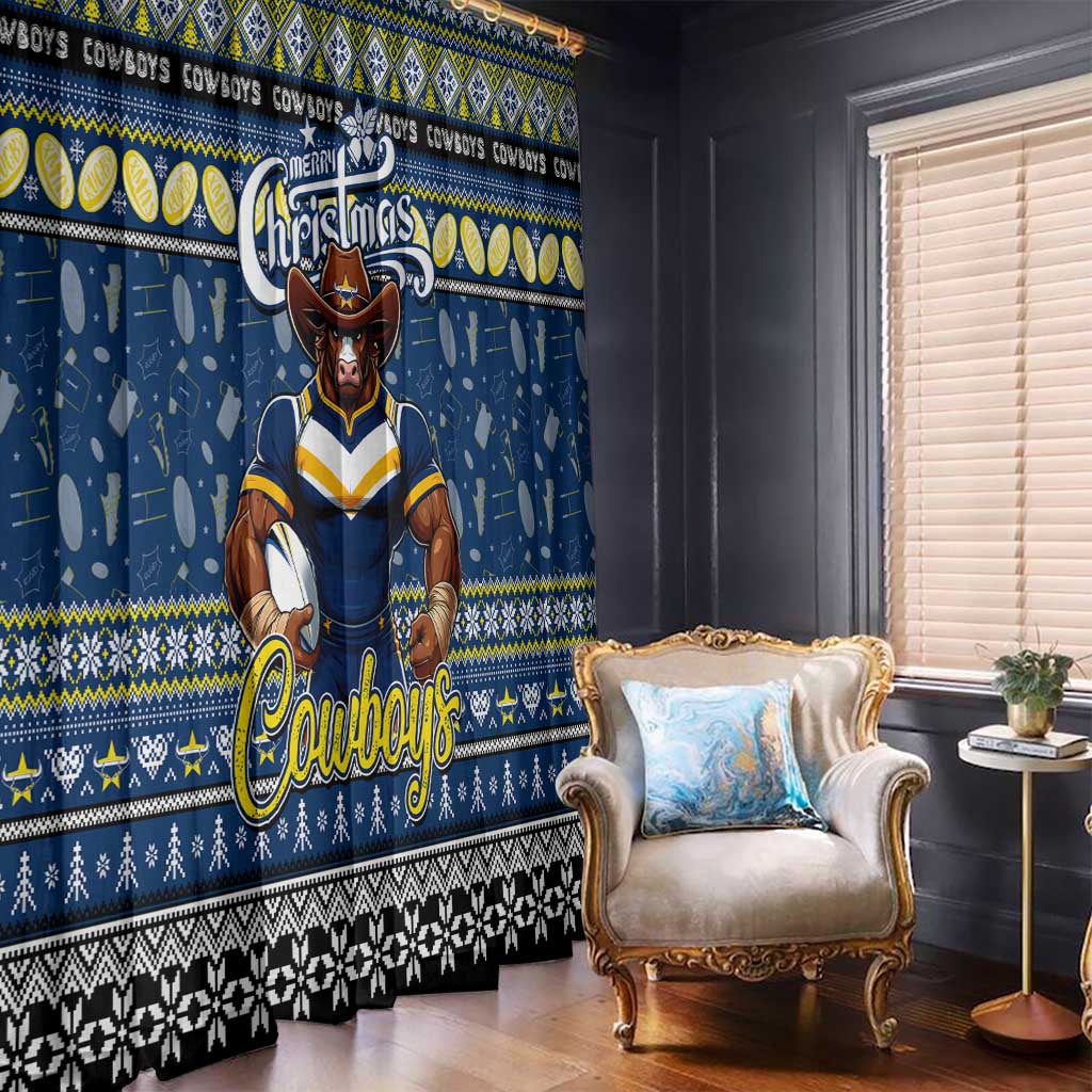 Cowboys Rugby Xmas Window Curtain Australia NRL Mascot