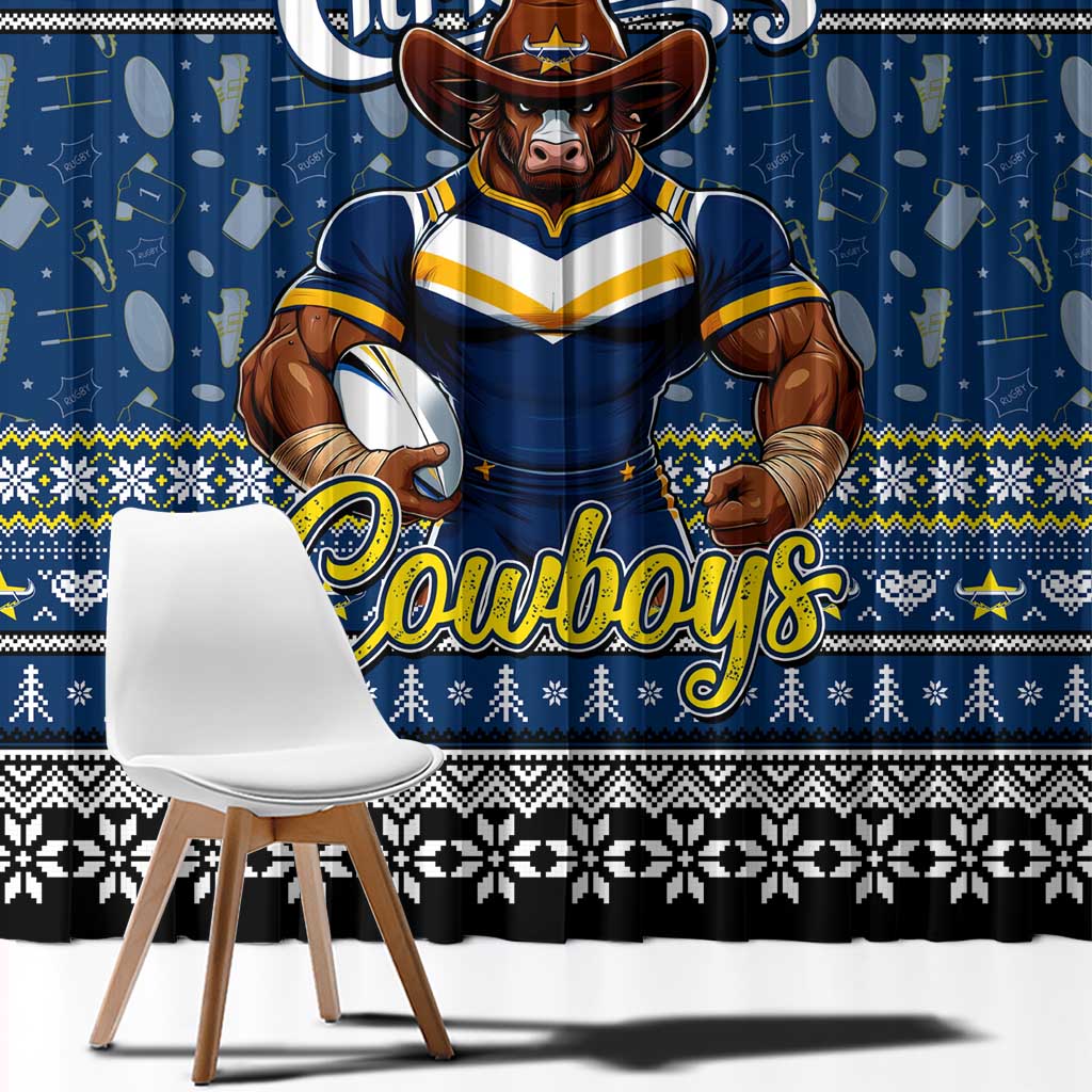 Cowboys Rugby Xmas Window Curtain Australia NRL Mascot