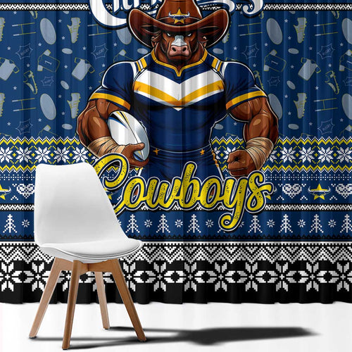 Cowboys Rugby Xmas Window Curtain Australia NRL Mascot