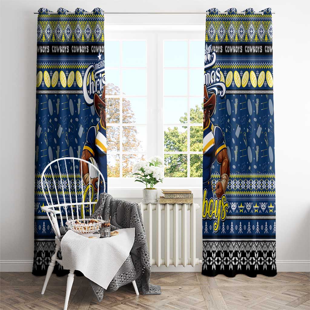 Cowboys Rugby Xmas Window Curtain Australia NRL Mascot