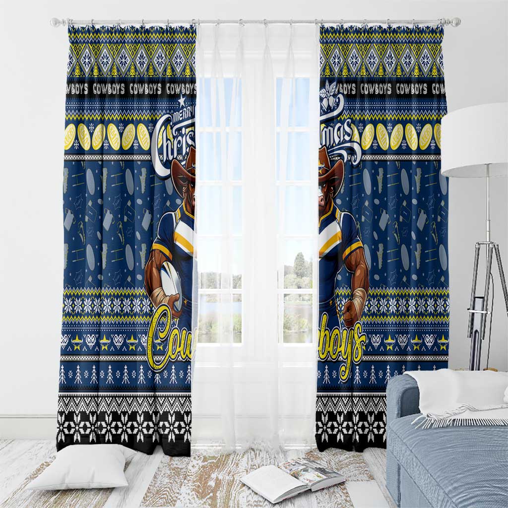 Cowboys Rugby Xmas Window Curtain Australia NRL Mascot