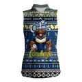Personalized Cowboys Rugby Xmas Women Sleeveless Polo Shirt Australia NRL Mascot