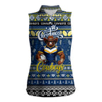 Personalized Cowboys Rugby Xmas Women Sleeveless Polo Shirt Australia NRL Mascot