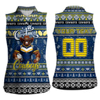 Personalized Cowboys Rugby Xmas Women Sleeveless Polo Shirt Australia NRL Mascot