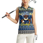 Personalized Cowboys Rugby Xmas Women Sleeveless Polo Shirt Australia NRL Mascot