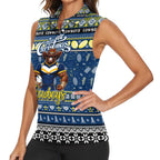 Personalized Cowboys Rugby Xmas Women Sleeveless Polo Shirt Australia NRL Mascot