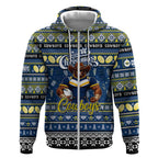 Personalized Cowboys Rugby Xmas Zip Hoodie Australia NRL Mascot