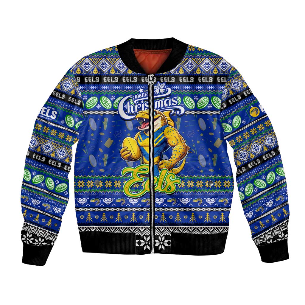 Personalized Eels Rugby Xmas Bomber Jacket Australia NRL Mascot