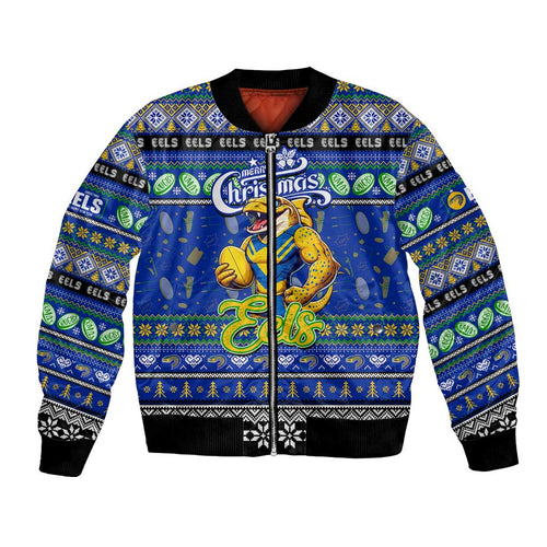 Personalized Eels Rugby Xmas Bomber Jacket Australia NRL Mascot