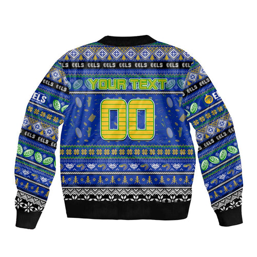 Personalized Eels Rugby Xmas Bomber Jacket Australia NRL Mascot