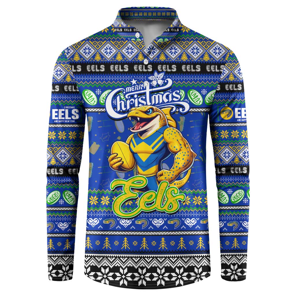 Personalized Eels Rugby Xmas Button Sweatshirt Australia NRL Mascot