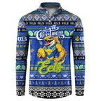 Personalized Eels Rugby Xmas Button Sweatshirt Australia NRL Mascot