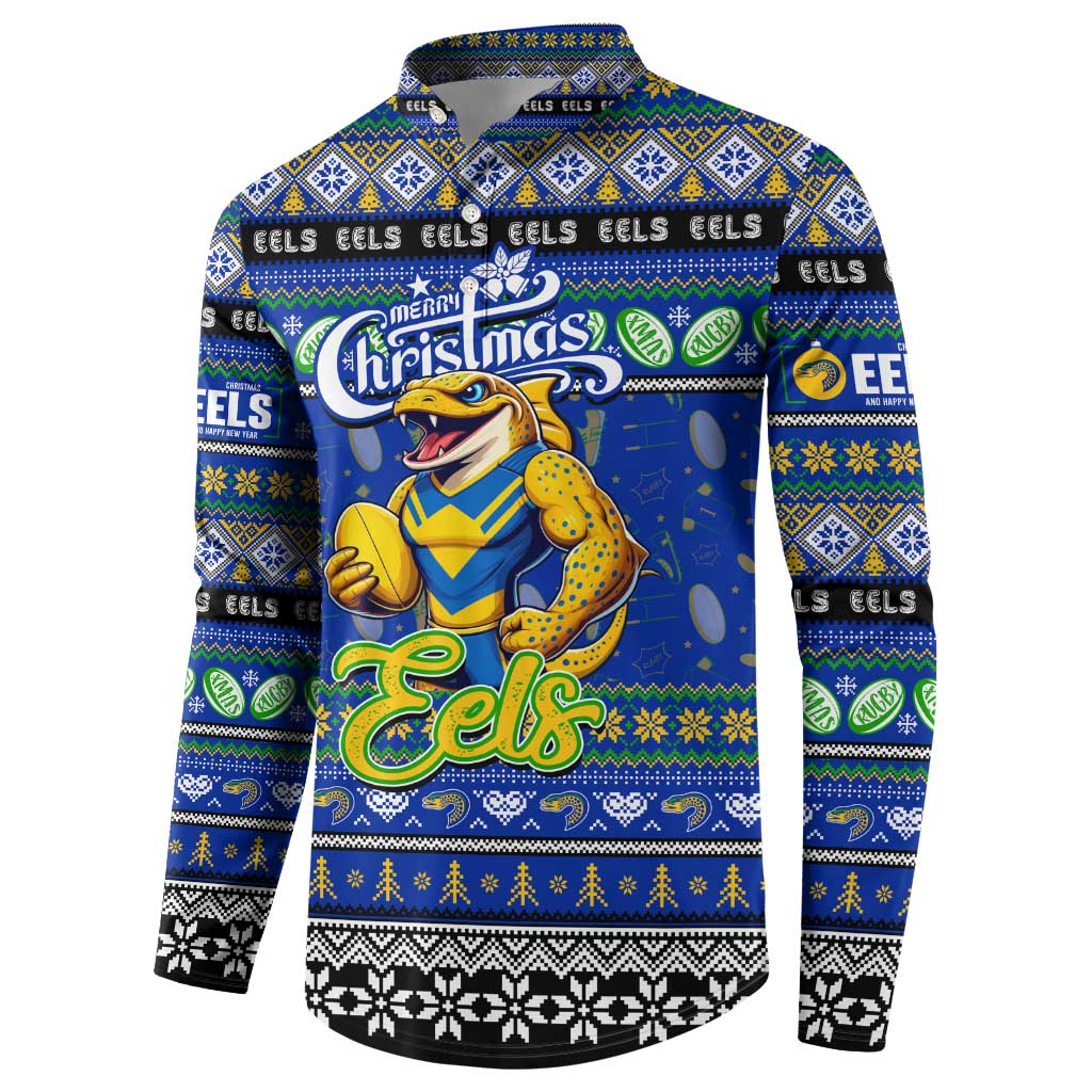 Personalized Eels Rugby Xmas Button Sweatshirt Australia NRL Mascot