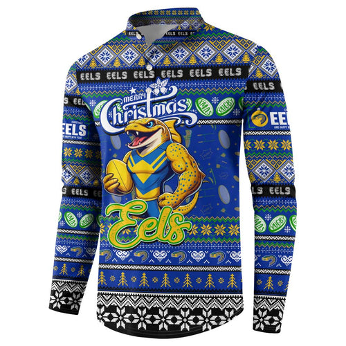 Personalized Eels Rugby Xmas Button Sweatshirt Australia NRL Mascot