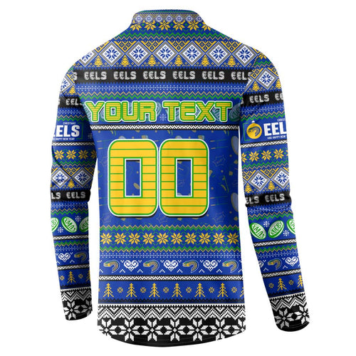 Personalized Eels Rugby Xmas Button Sweatshirt Australia NRL Mascot