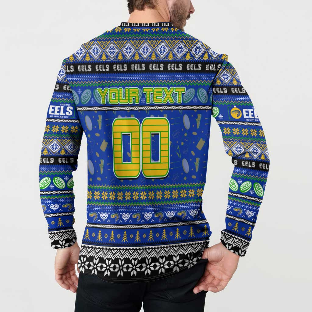 Personalized Eels Rugby Xmas Button Sweatshirt Australia NRL Mascot