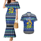 Personalized Eels Rugby Xmas Couples Matching Mermaid Dress and Hawaiian Shirt Australia NRL Mascot