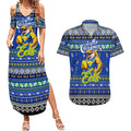 Personalized Eels Rugby Xmas Couples Matching Summer Maxi Dress and Hawaiian Shirt Australia NRL Mascot