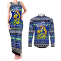 Personalized Eels Rugby Xmas Couples Matching Tank Maxi Dress and Long Sleeve Button Shirt Australia NRL Mascot
