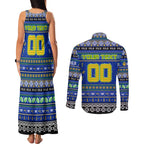 Personalized Eels Rugby Xmas Couples Matching Tank Maxi Dress and Long Sleeve Button Shirt Australia NRL Mascot
