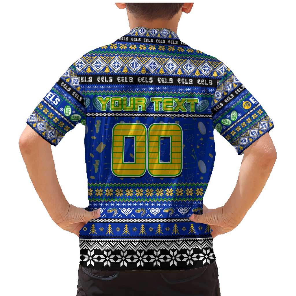 Personalized Eels Rugby Xmas Family Matching Mermaid Dress and Hawaiian Shirt Australia NRL Mascot