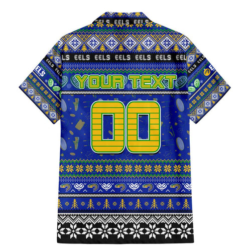 Personalized Eels Rugby Xmas Family Matching Mermaid Dress and Hawaiian Shirt Australia NRL Mascot