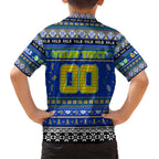 Personalized Eels Rugby Xmas Family Matching Off Shoulder Maxi Dress and Hawaiian Shirt Australia NRL Mascot