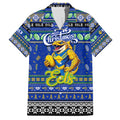 Personalized Eels Rugby Xmas Family Matching Short Sleeve Bodycon Dress and Hawaiian Shirt Australia NRL Mascot