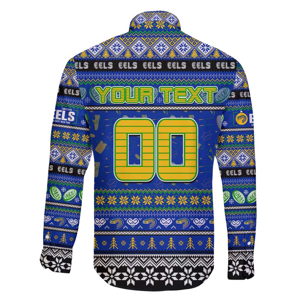 Personalized Eels Rugby Xmas Family Matching Short Sleeve Bodycon Dress and Hawaiian Shirt Australia NRL Mascot